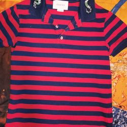 Kid's UNISEX Gucci Red And Black Stripped Snake Polo Shirt