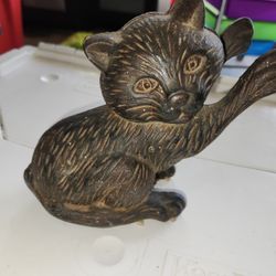 Vintage Black Cat Cast Iron Doorstop