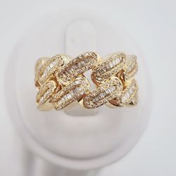 14k gold 1.3ctw diamond miami cuban ring