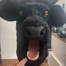 MrBULL Moving Mouth Halloween Mask with faux fur & chin padding
