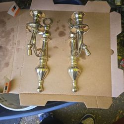 Vintage Brass 12” Wall Sconces with Rope and Tassel Candle Light~ Set of 2