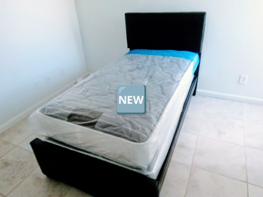 $275 Twin Bed Frame With Mattress And Boxspring Brand New Free Delivery
