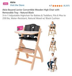 Abiie Beyond Junior Convertible Wooden High Chair with Removable Tray - Natural Black