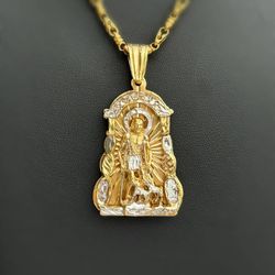 Jewelry 10k Solid Two-Tone Yellow Gold 19.00 Grams Religion Big Saint Lazarus Pendant Charm