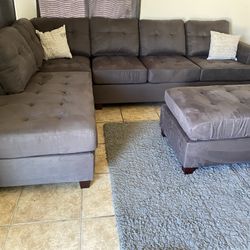 Sectional Sofa Set With Ottoman