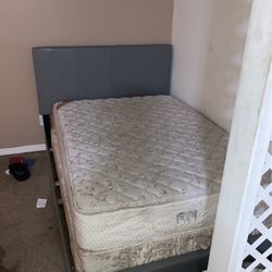 Full Bed Frame, Mattress, And Box Spring