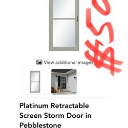 Platinum Retractable Screen Storm Door in Pebblestone 36" x 81" - Left Hand, Handle Sold Separately