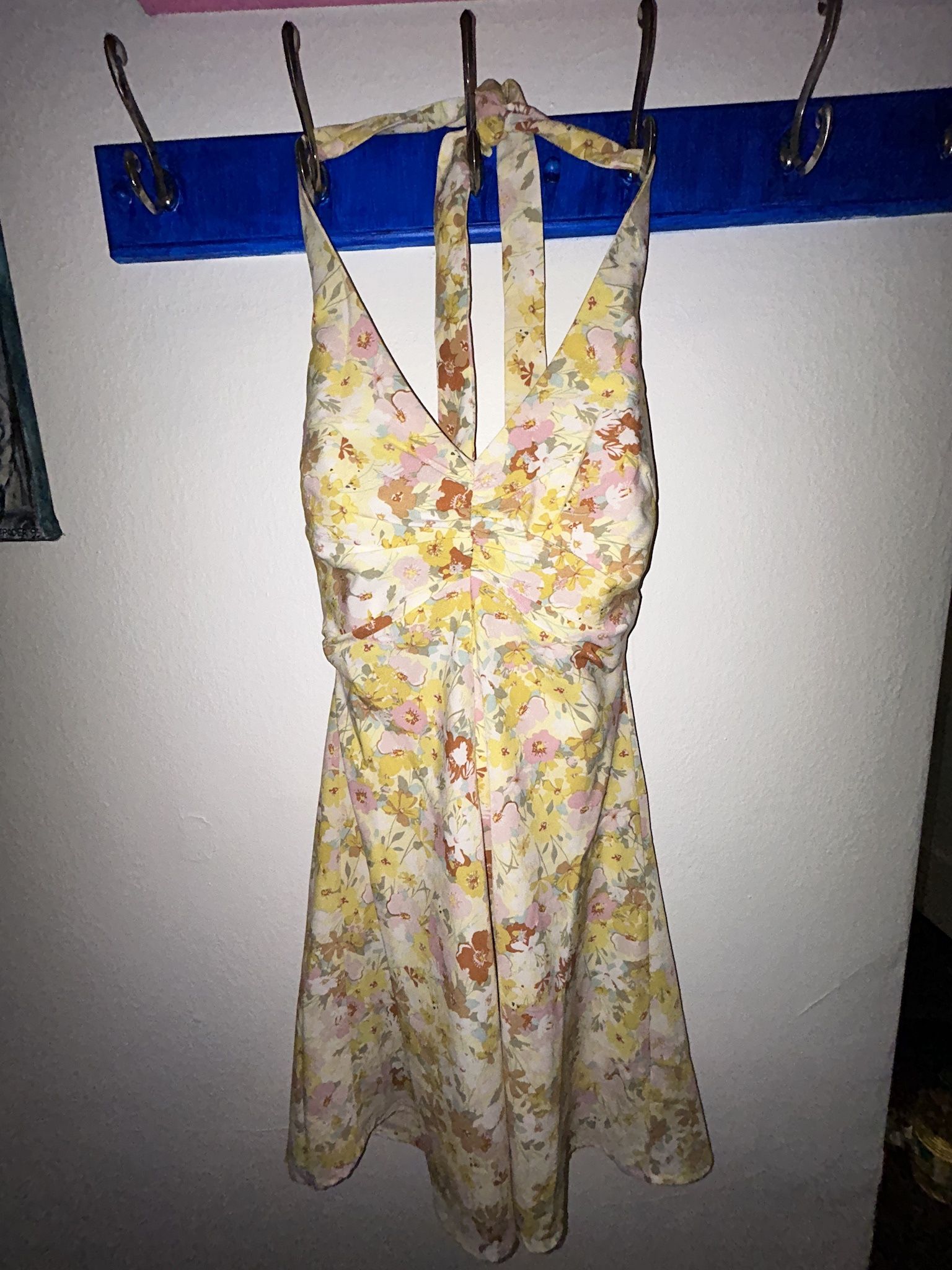 vintage-inspired floral halter mini dress