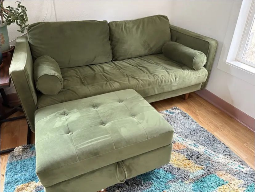 Joybird Small Couch and Storage Ottoman