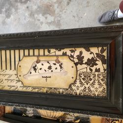 mirror, and metal flower and bathroom pic