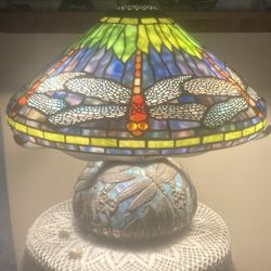 Tiffany Table Lamp Stained Glass Dragonfly 