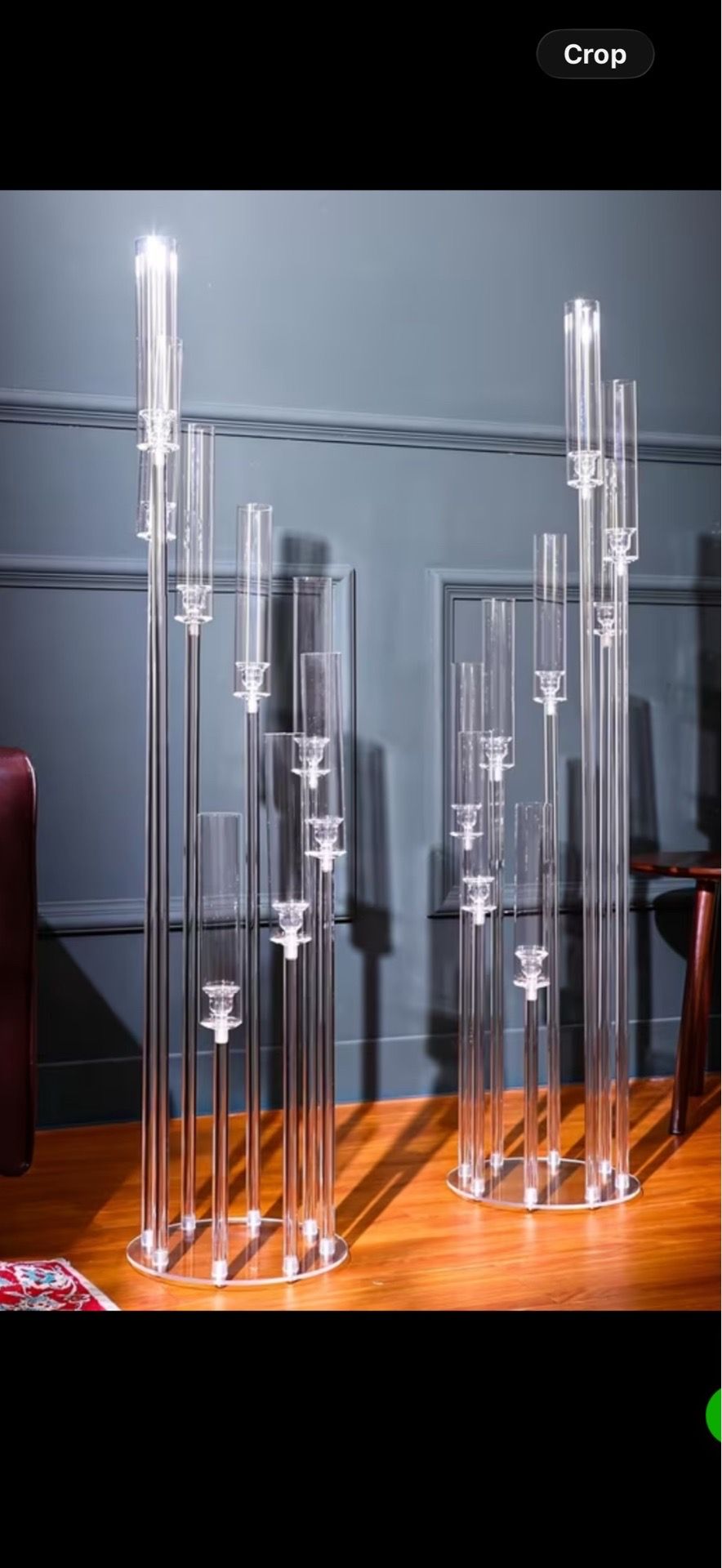 2 pcs 8-Arm Clear Acrylic Candelabra 只 Centerpieces Suitable for Wedding Table Cart Decorations, - Standing 49.2'' Tall Candle No import charges with