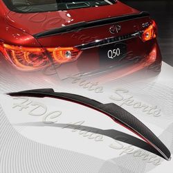 For 2014-2021 Infiniti Q50 Q50S V-Style Real Carbon Fiber Trunk Spoiler Wing -(2-SPC-6612-CF