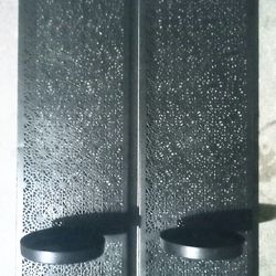 Set Of Metal Wallmount Candlestick Holders