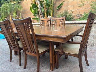 Dining wood table with 6 chairs