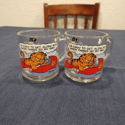 Vintage 1978 McDonald's Glass Mugs - Garfield - Jim Davis - SET OF 2