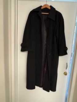 Vintage Fleurette Nordstrom Gallery Black 100% Wool Full-Length Coat Plus Size