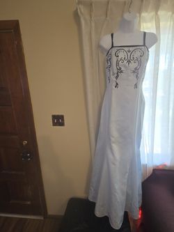 Windsor Mermaid Dress Light Blue And Black Scroll