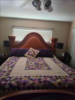 Ornate Carved Wood  California King  Bed