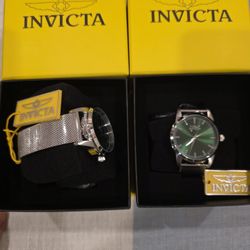 Invicta Men's Watch Celestial Quartz Green Dial Stainless Steel Bracelet 