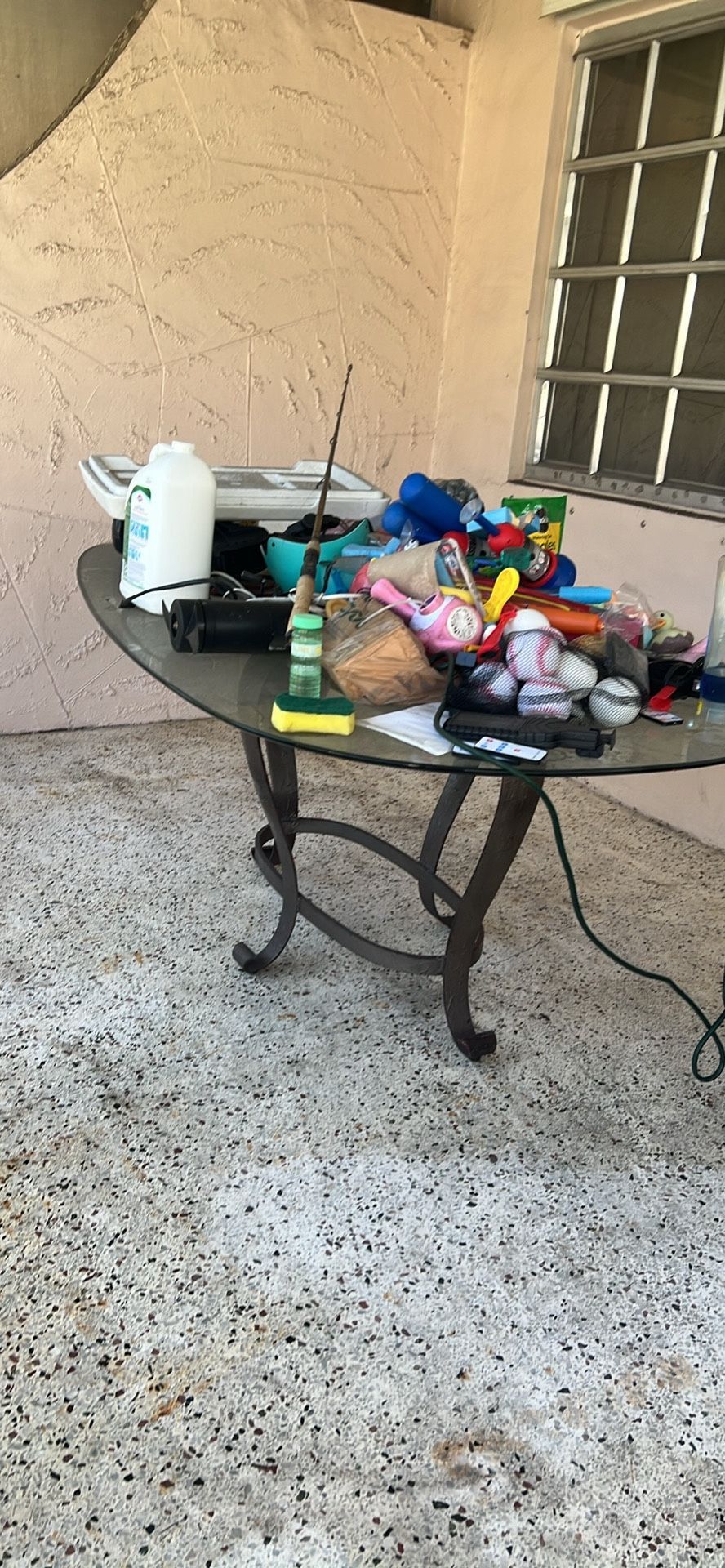 metal glass top table