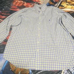 Blue and yellow Ralph Lauren button down shirt size: 2XLT #preppy