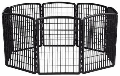 Iris Black 8 Panel Pet Dog Play Yard Playpen-34" tall