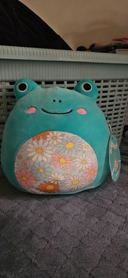 Squishmallows Teal Frog Plush with Floral Belly