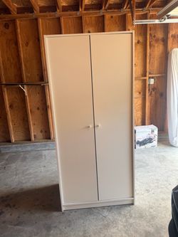 Tall White Double-Door Storage Cabinet