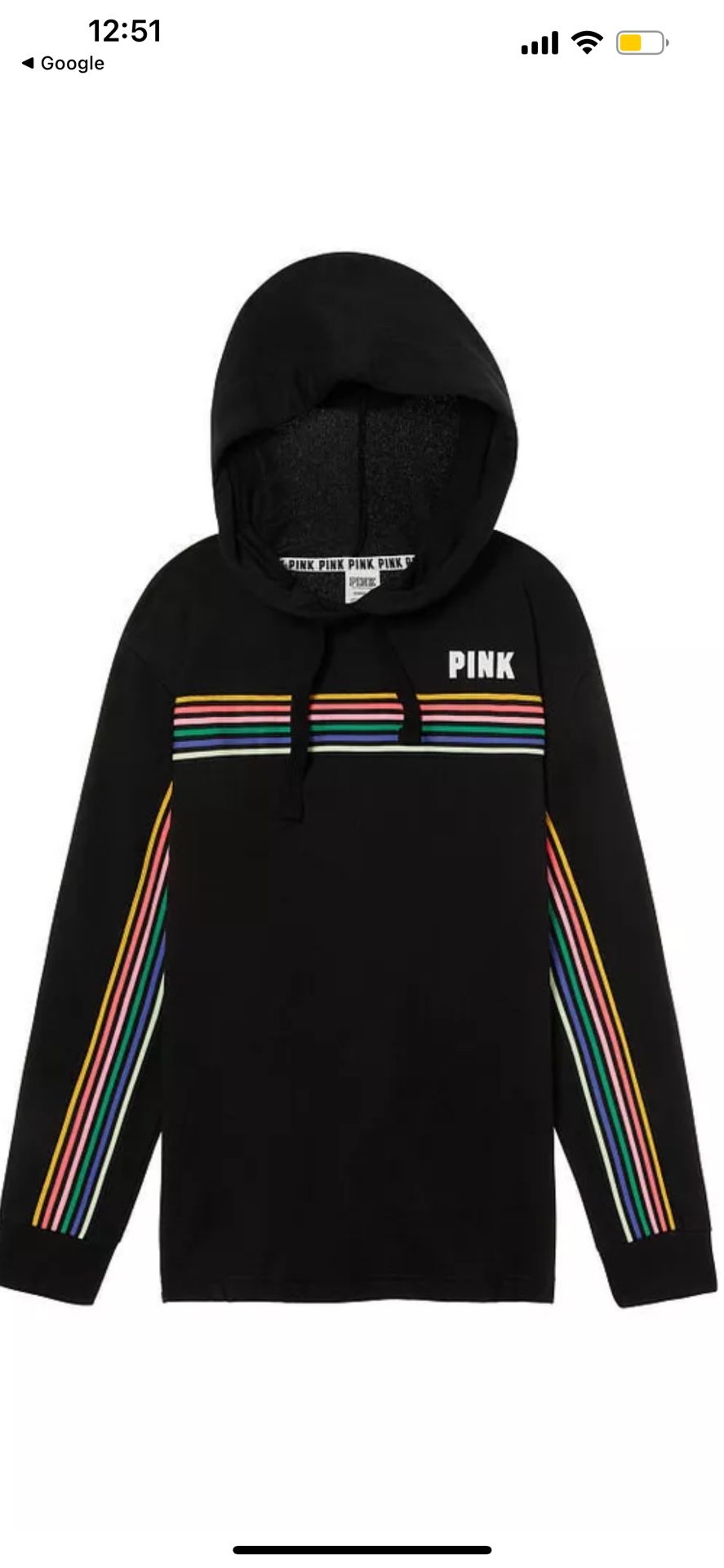 Victoria's Secret PINK rainbow hoodie in black and multi-colour