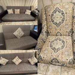 4 Piece Living Area Couches With Storage, Bed 