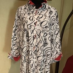 Moonlight "Swirls" Pleated Zip Back Swing Shirt/Jacket, size XXL