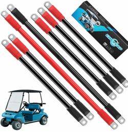 7PCS Golf Cart Heavy Duty Battery Cables, Fit Club Car DS 1994-UP 4 Awg 36 & 48 Volt 4 Gauge Golf Cart Battery Cables, Club Car DS Battery Wiring Kit,