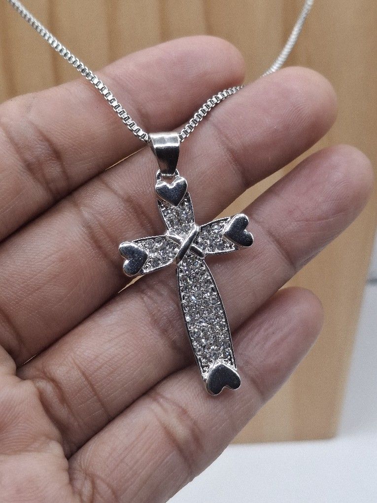 Silver Cross Pendant Necklace 