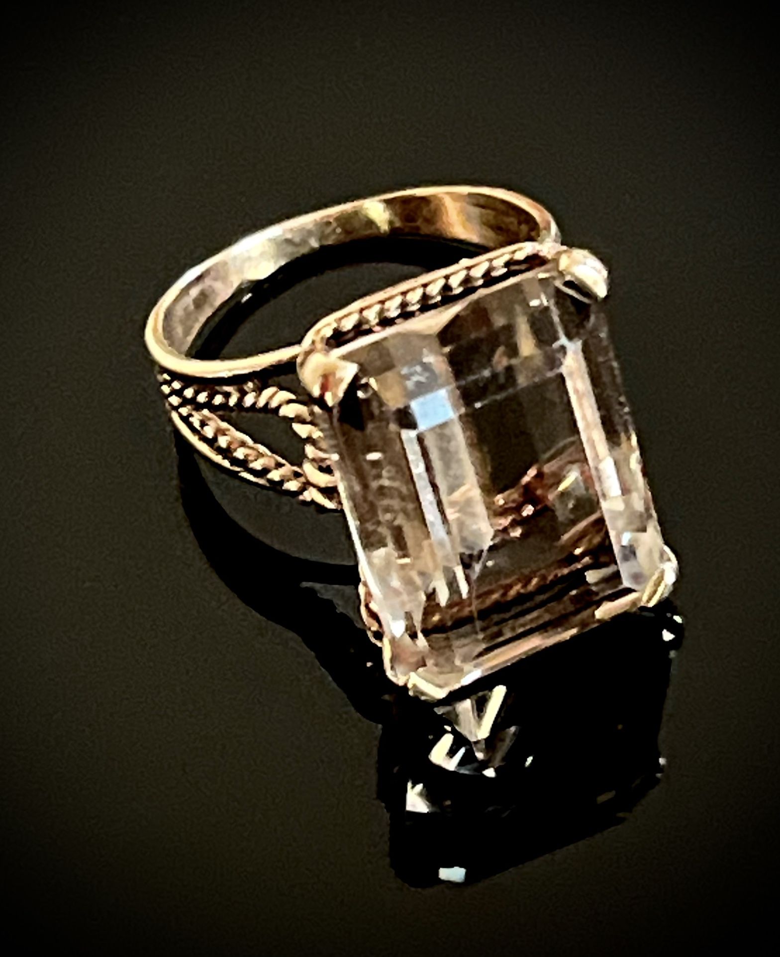 14k Solid Gold Smoky Quartz Vintage Ring Size 7