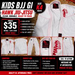 KIDS BJJ GI – HAWK JIU-JITSU (WHITE/RED) – SIZE K4