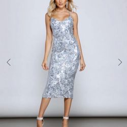 Silver Baby Blue Sequin Dress