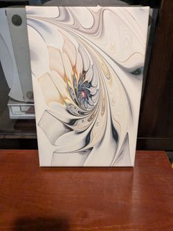 DesignArt Abstract Swirl Canvas Wall Art — White Blue Gold