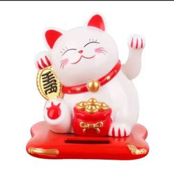 Lucky Beckoning Cat-adornos alimentados por energía Solar para el hogar, la Oficina y la buena fortuna,
