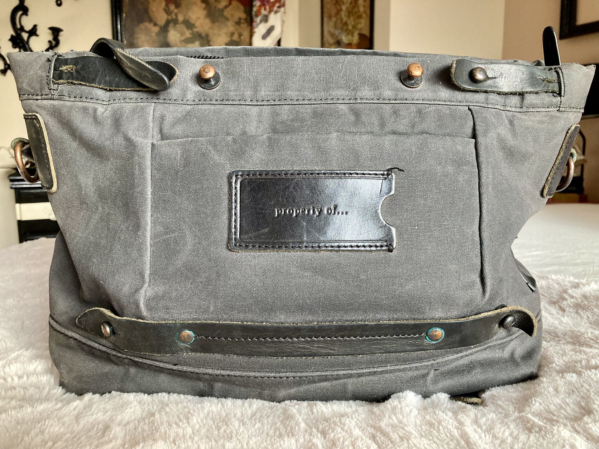 RARE property of… Heavy Duty Canvas & Leather Bag