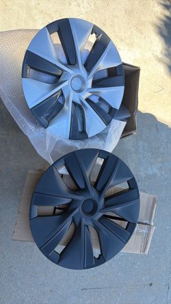 Tesla Gemini wheel covers. Silver and black set
