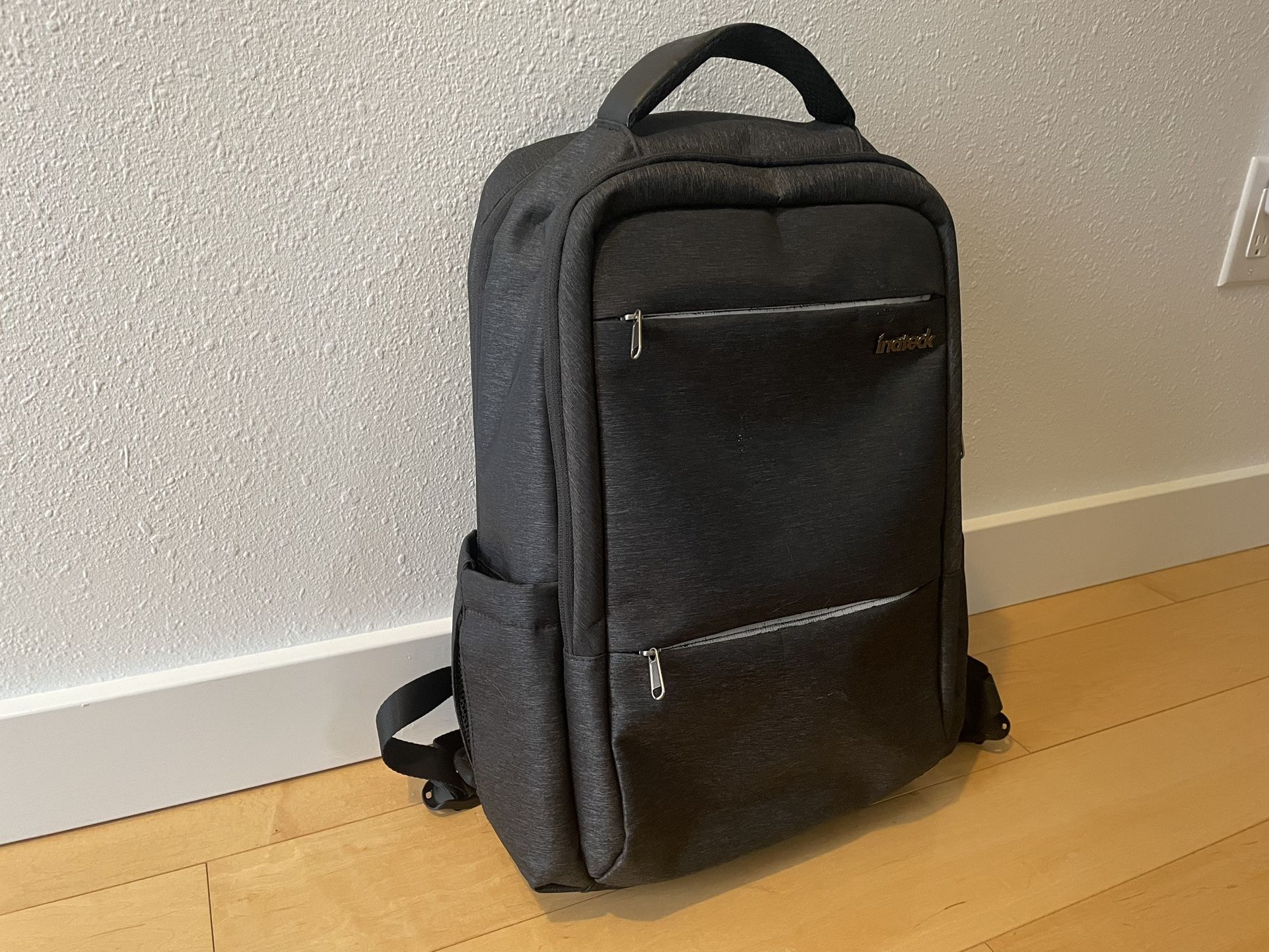 Laptop backpack with USB and waterproof rain cover