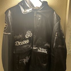 Black metal Faux- Leather Jacket