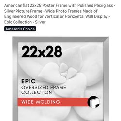 22x28 Silver Poster Frame – New (Minor Damage), Still in Original Packaging