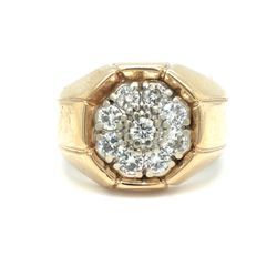 14Kt Yellow Gold Round Diamond Cluster Ring 13.20g .9CTW Size 10 21970491