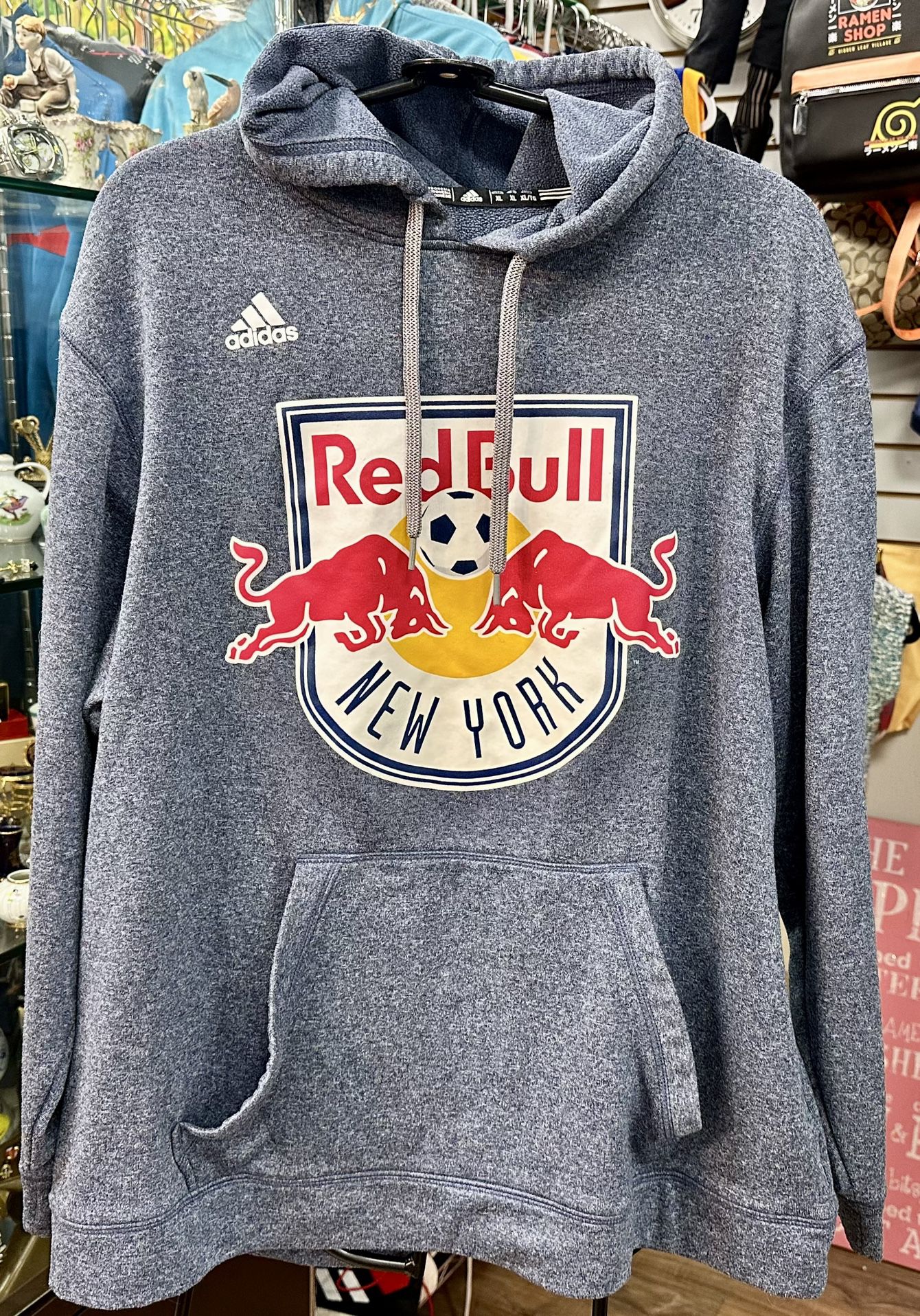 ADIDAS New York Red Bull MLS Climawarm Men's Pullover Hoodie Sweatshirt Sz XL