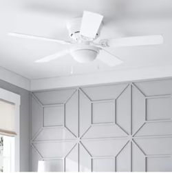 Harbor Breeze Armitage 52-in White with White/washed oak Blades Flush Mount Ceiling Fan