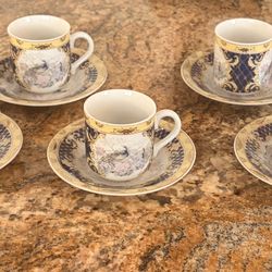Vintage Royal Japan Peacock Espresso Set – 5 Cups & Saucers