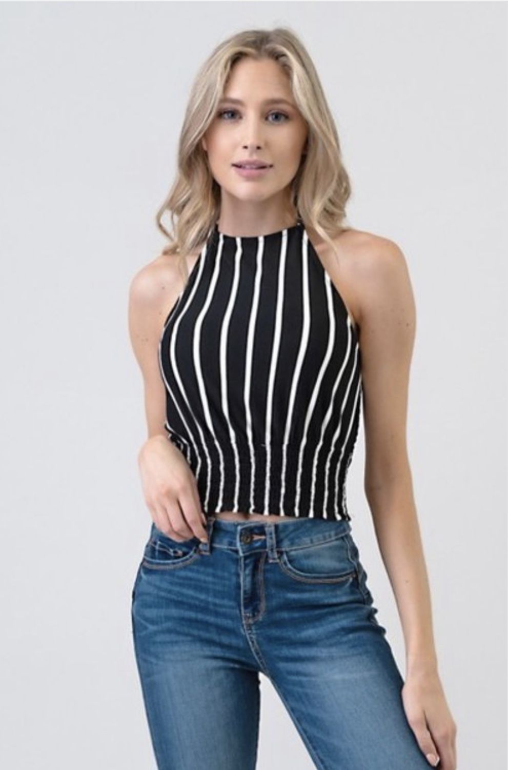 Black and white halter top