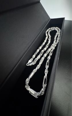 NEW SOLID -22”x4mm Solid 925 Sterling Silver Figarope Chain – Diamond Cut